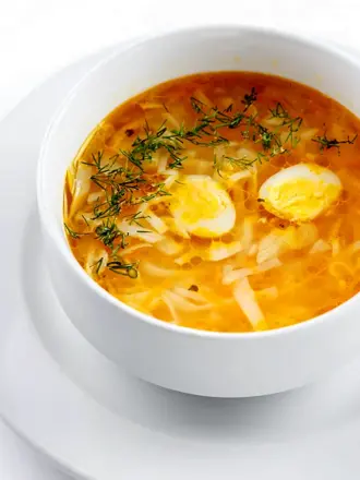 Суп куриный вермишелевый с яйцом