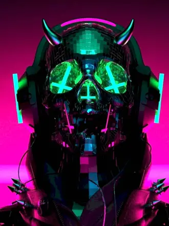 Cyberpunk 2077 неон противогаз