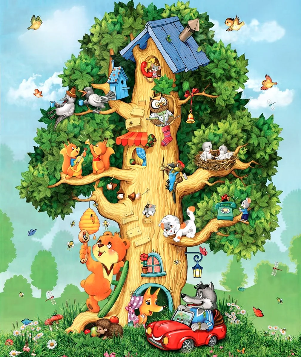 Кто живет на дереве. Сказочное дерево. Чудо дерево. Сказочный дерева ъ. Сказочное дерево для детей.